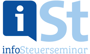 Ein blau-weißes Logo mit den Worten info steemerseminar.